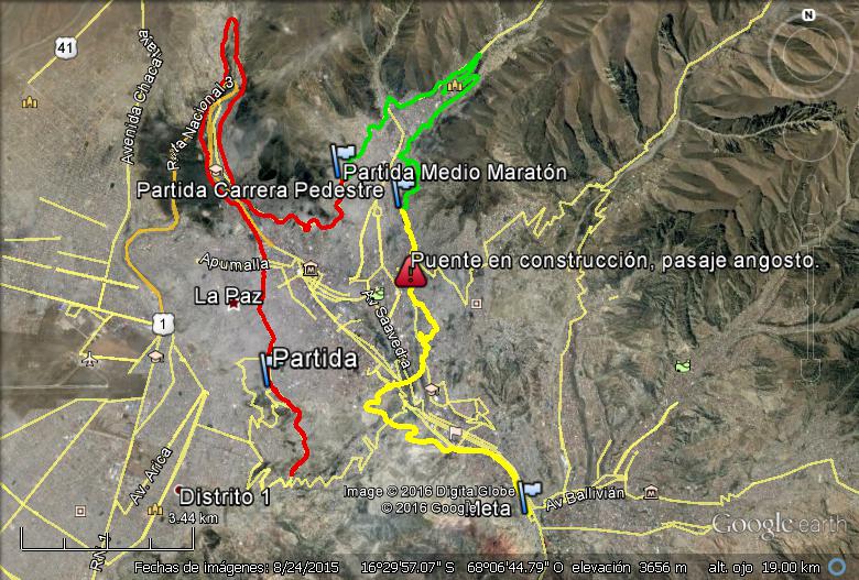 Ruta del 4to Maraton de La Paz